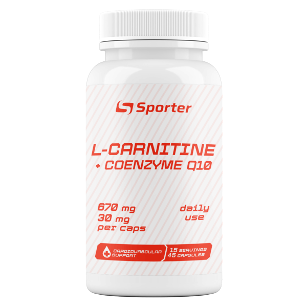 Л-карнітин + коензим Q10, Sporter, L- carnitine 670 мг + CoQ10 30 мг - 45 капс