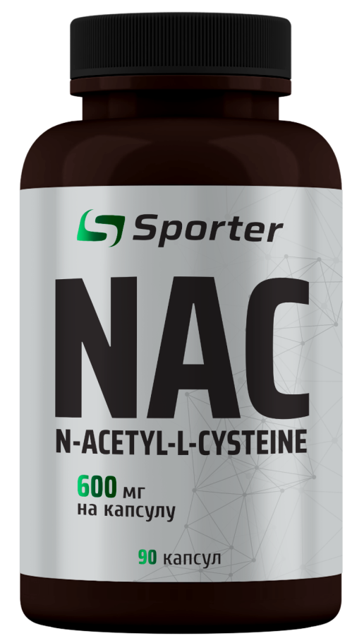 N-Ацетилцистеїн, антиоксидант, Sporter, NAC 600 мг - 90 капс