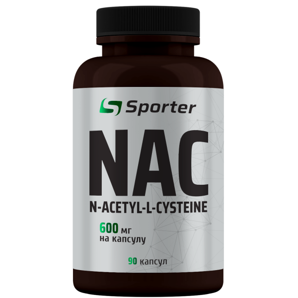 N-Ацетилцистеїн, антиоксидант, Sporter, NAC 600 мг - 90 капс